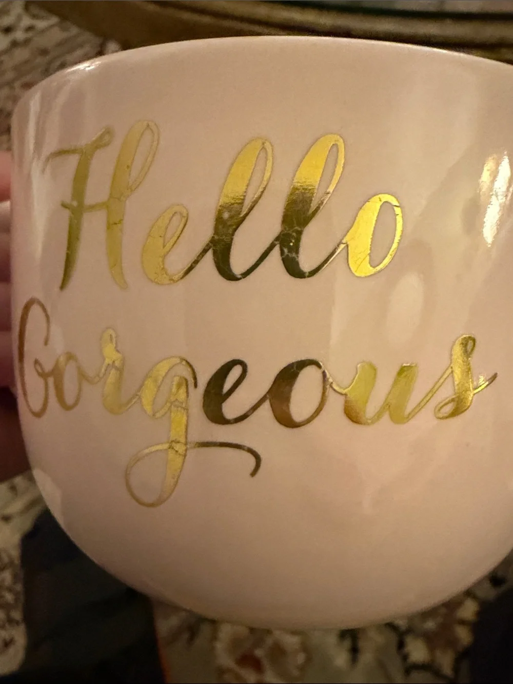 Glam Girly Coquette Babe-boss Girl Boss Pink Hello Gorgeous Jumbo mug gold lips